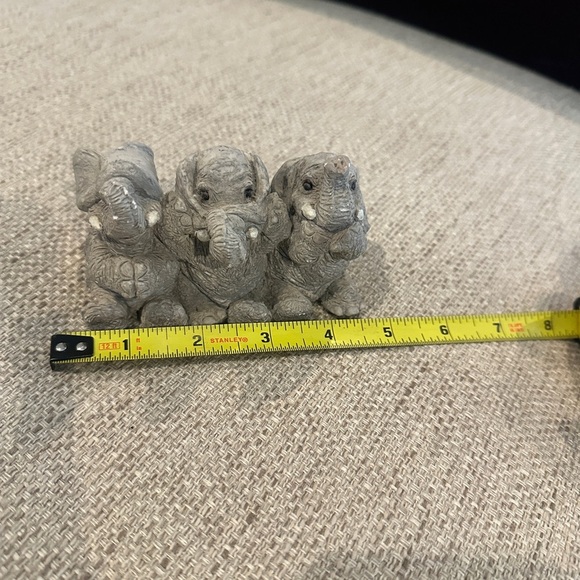 Hear no, see no evil, Say NO Evil Lucky Elephants 4" Stone Critters. USA VTG - Picture 4 of 5